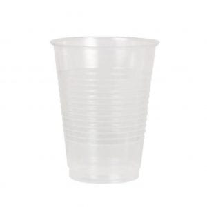 Product: 7 oz. soft plastic translucent cup; Item # GLA07