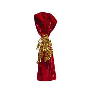 Product: Red Swirl Mylar Foil 750 mL bottle gift bag, item # MB7R