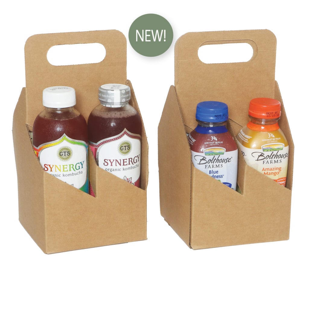 4 Bottle Carrier for Juice Bottles in Kraft Wholesale Pakit Products