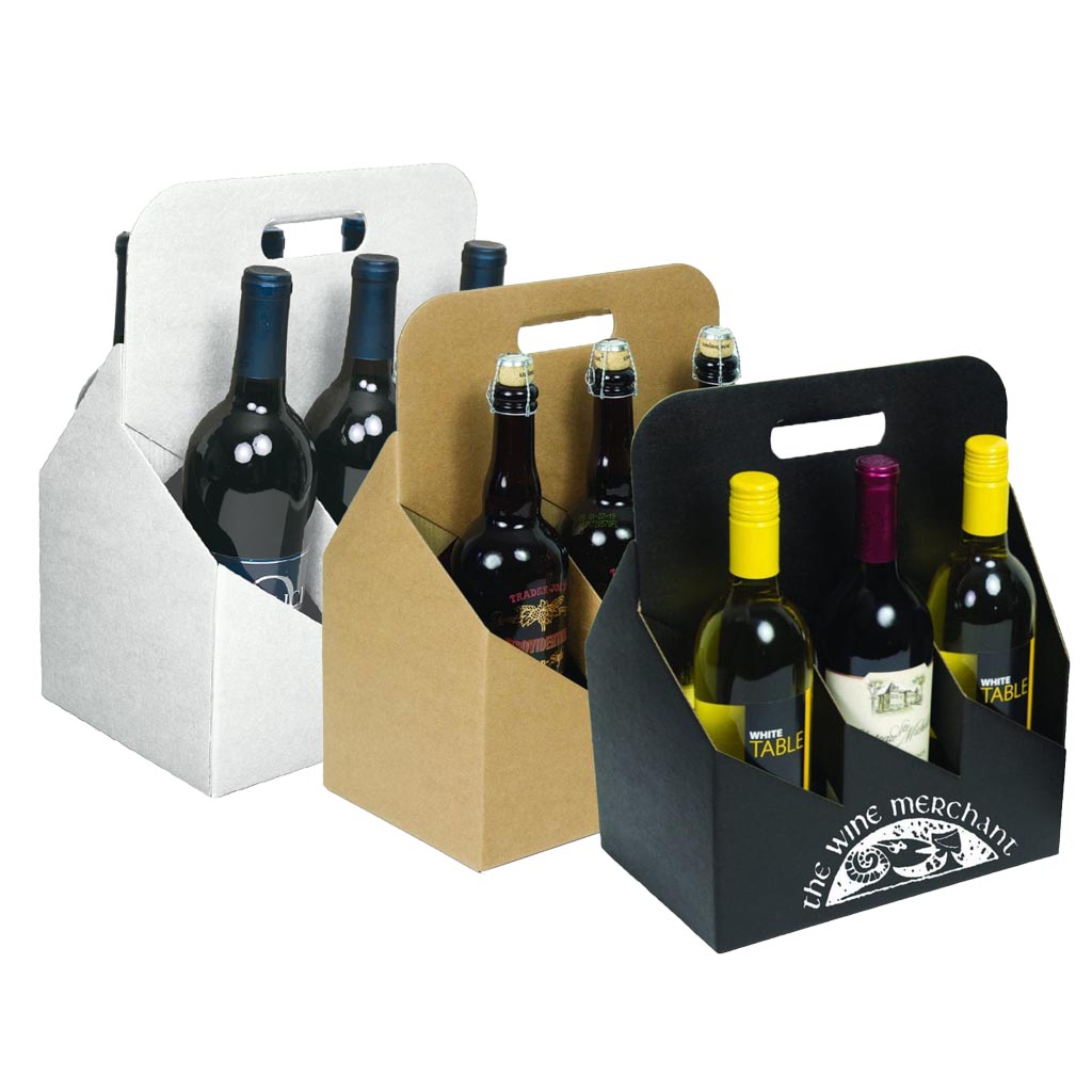Customized Wine Packaging for 4 bottle and 6 bottle cardboard carriers